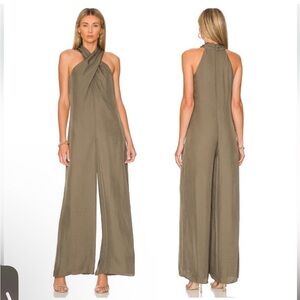 Theory Halter Jumpsuit in Willow Army Olive Green Size 4
